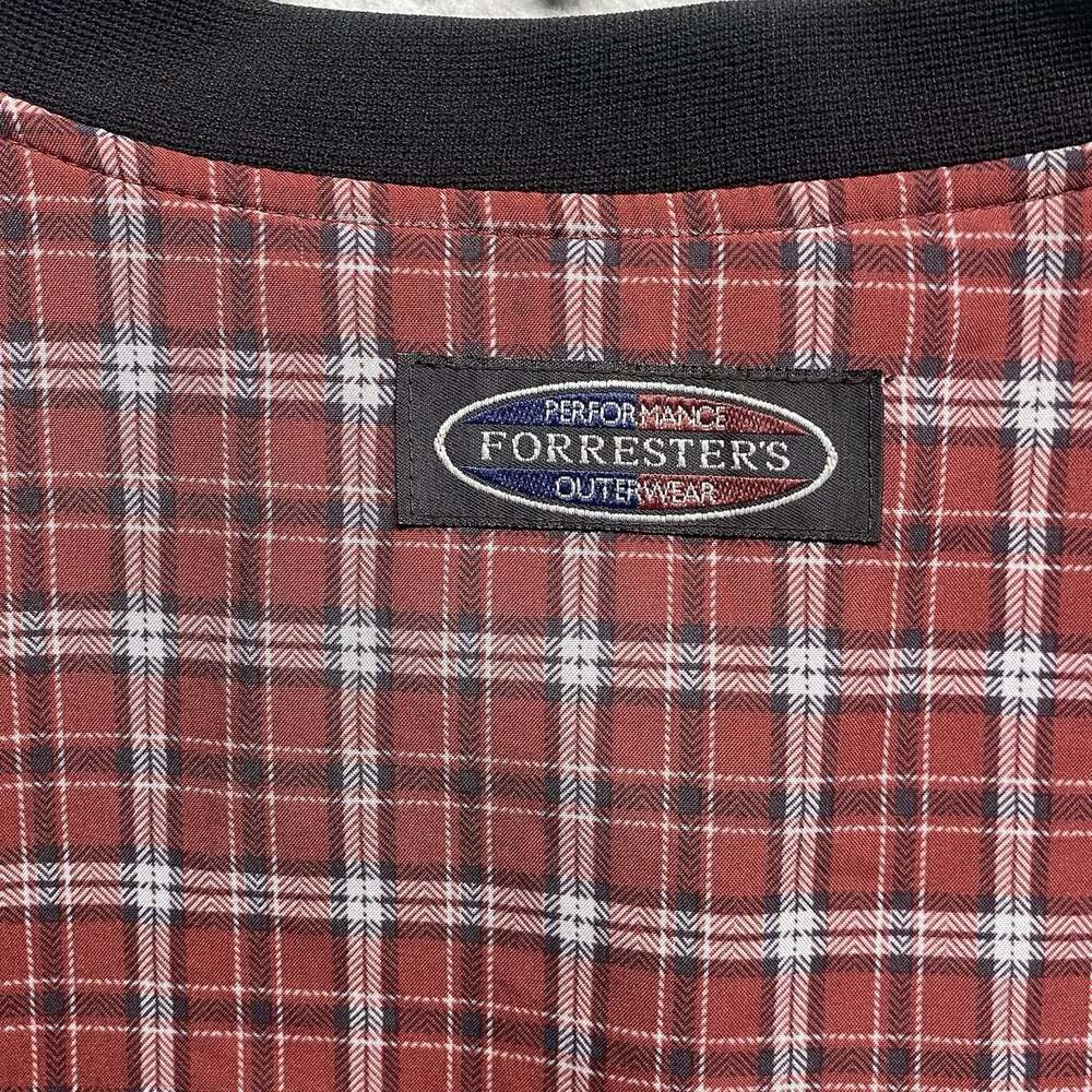 Vintage Forrester’s Men M Plaid Pullover Jacket V-Neck Lined Embroidered Red/Blk - Picture 8 of 9